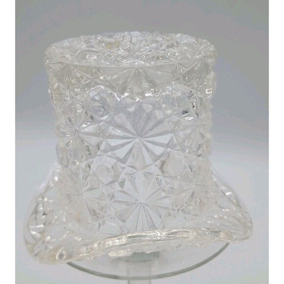 Vntg. Fenton Daisy & Button Clear Glass Top Hat Tooth Pick Holder/Q-Tips  2.5x3. - Picture 1 of 4